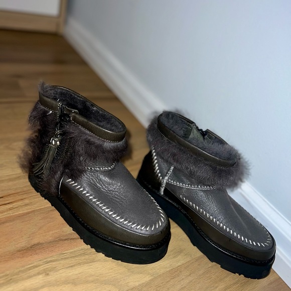 UGG Fluff Punk short boot | size 6 | Black Olive - Picture 2 of 7